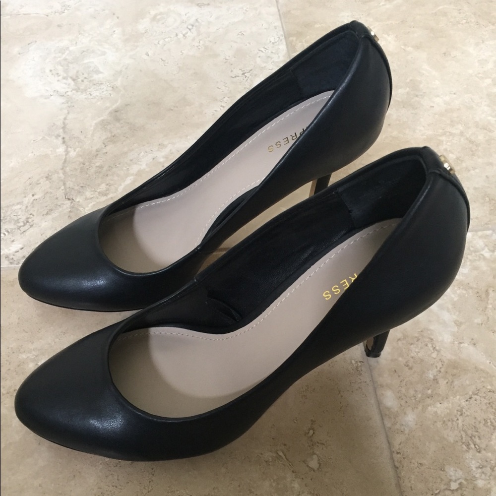 Express Black Leather heels